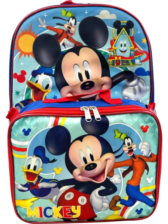 Disney Mickey Mouse 16" Backpack With Detachable Lunch Box Mickey-Fun House