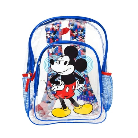 Disney Mickey Mouse 16" Clear Transparent Backpack