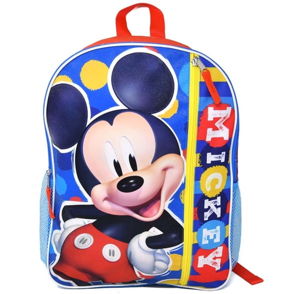 Disney Mickey Mouse 16" Red Nylon School Backpack 16" for Boys, with a Large front Pocket