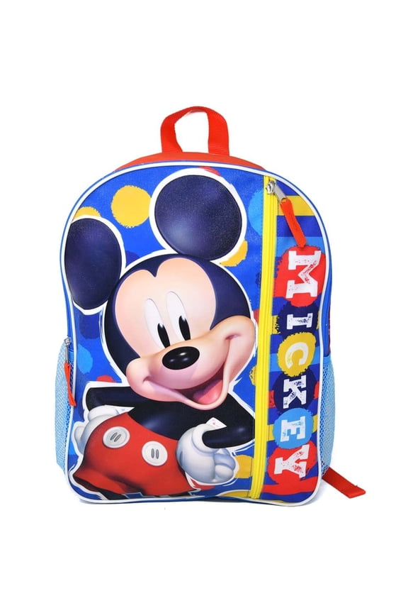 Mickey Mouse 16" Red Nylon School Backpack 16" for Boys, with a Large front Pocket