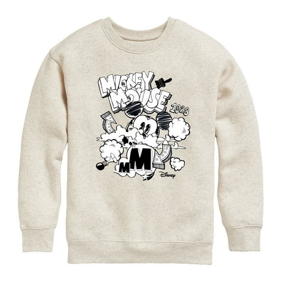 Disney - Mickey Mouse - 1928 - Doodle in the Clouds - Youth Crewneck Fleece Sweatshirt