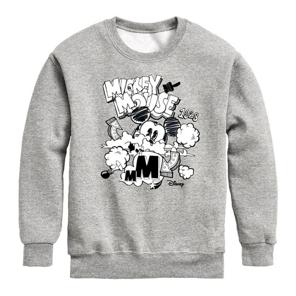Disney - Mickey Mouse - 1928 - Doodle in the Clouds - Youth Crewneck Fleece Sweatshirt