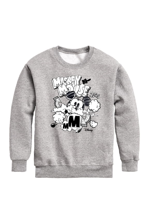 - Mickey Mouse - 1928 - Doodle in the Clouds - Youth Crewneck Fleece Sweatshirt