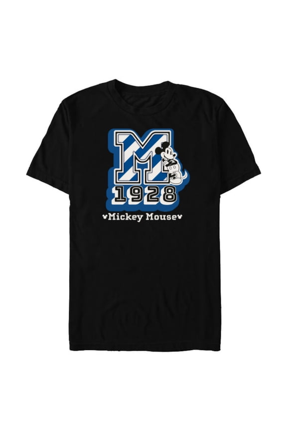 Mickey Mouse 1928 Varsity - Short Sleeve Blended T-Shirt for Adults - Customized-Black