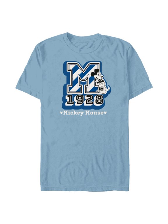 Mickey Mouse 1928 Varsity - Short Sleeve Blended T-Shirt for Adults - Customized-Ocean Blue