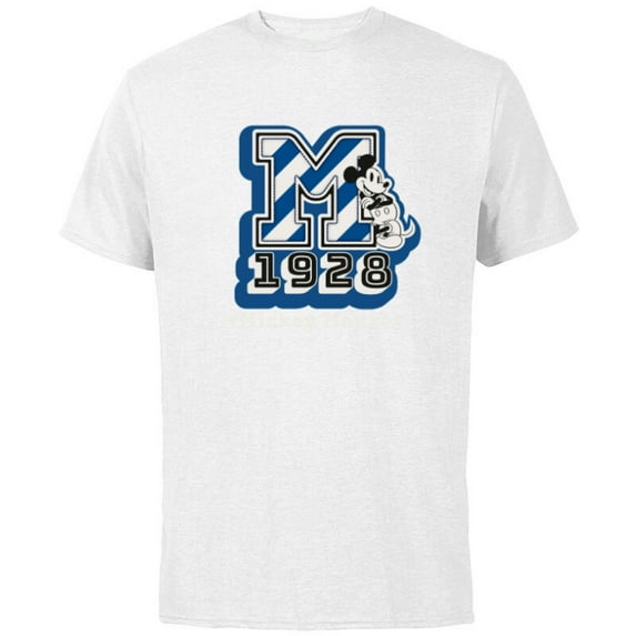 Disney Mickey Mouse 1928 Varsity - Short Sleeve Cotton T-Shirt for Adults - Customized-White