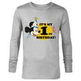 thumbnail image 1 of Disney Mickey Mouse 1st Birthday  - Long Sleeve T-Shirt for Men- Customized-Athletic Heather, 1 of 5