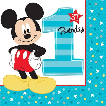 Disney Mickey Mouse 1st Birthday Lunch Napkins (16 Count)