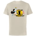 thumbnail image 1 of Disney Mickey Mouse 1st Birthday - Short Sleeve Cotton T-Shirt for Adults- Customized-Natural, 1 of 5