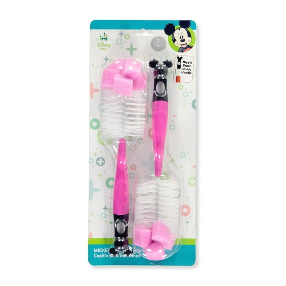 Disney Mickey Mouse 2-Pack Bottle Brushes - pink, one size
