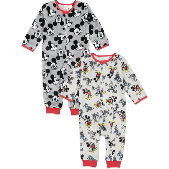 Disney Mickey Mouse 2 Pack Zip Up Coveralls Woobie Infant