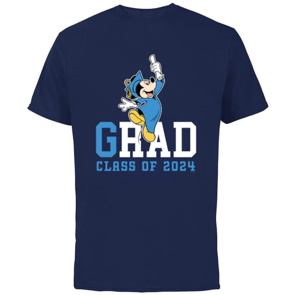 Disney Mickey Mouse 2024 Graduation Class of ’24 Rad Grad - Short Sleeve Cotton T-Shirt for Adults - Customized-Navy