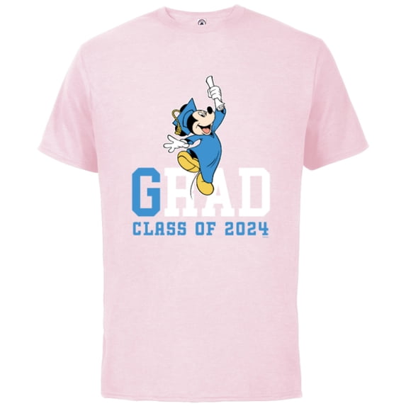 Disney Mickey Mouse 2024 Graduation Class of ’24 Rad Grad - Short Sleeve Cotton T-Shirt for Adults - Customized-Soft Pink