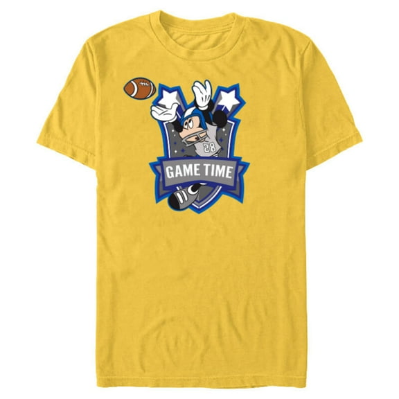 Disney Mickey Mouse #28 Game Time Football Catch Sports - Short Sleeve Blended T-Shirt for Adults - Customized-Yellow