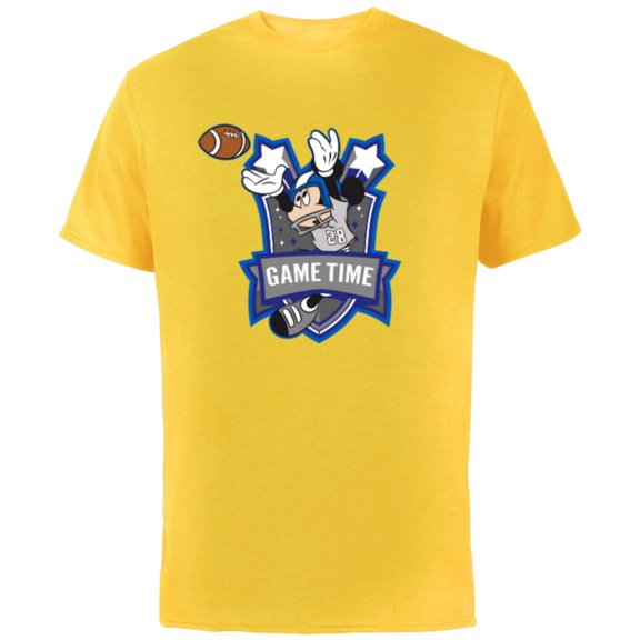 Disney Mickey Mouse #28 Game Time Football Catch Sports - Short Sleeve Cotton T-Shirt for Adults - Customized-Yellow