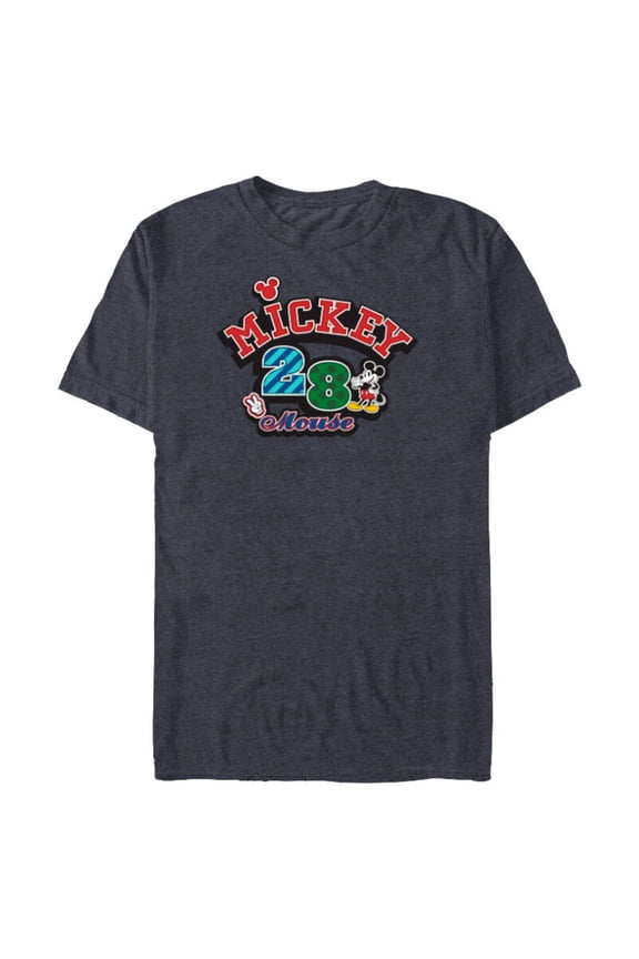 Mickey Mouse 28 Varsity - Short Sleeve Blended T-Shirt for Adults - Customized-Navy Heather