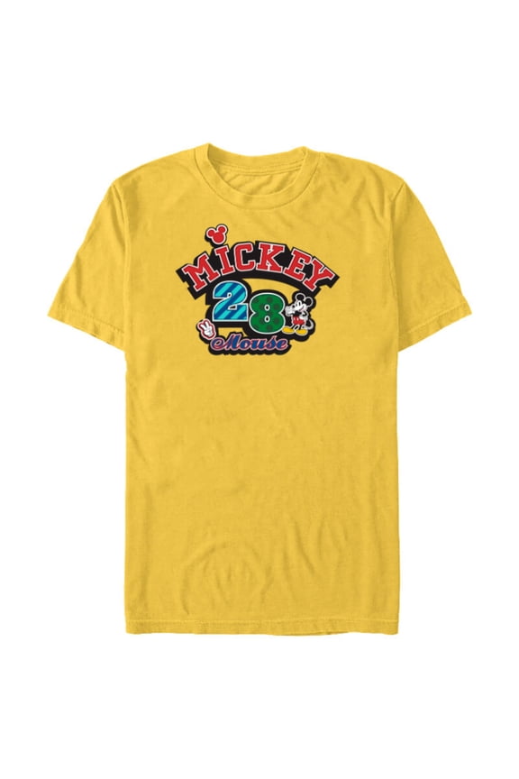 Mickey Mouse 28 Varsity - Short Sleeve Blended T-Shirt for Adults - Customized-Yellow