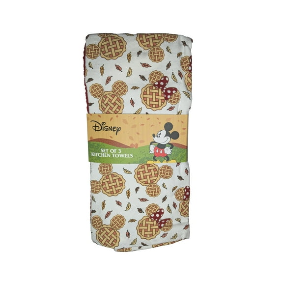 Disney Mickey Mouse 3 Pack Kitchen Towels 100% Cotton Fall Autumn Pies