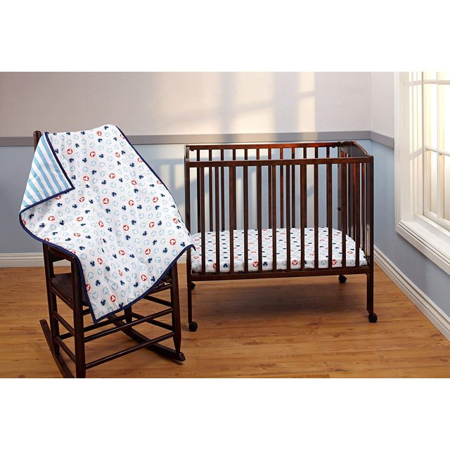 Disney Mickey Mouse 3 Piece Porta Crib/Mini Nursery Bedding Set