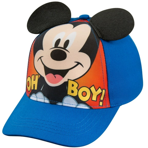 Disney Mickey Mouse 3D Pop Out Ears Baseball Cap - Ages 2-4T - Adjustable Closure - 100% Cotton