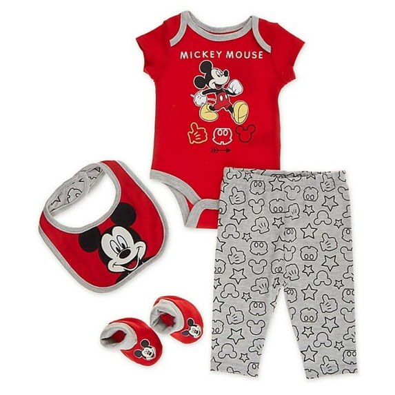 Disney Mickey Mouse 4 Piece Bodysuit and Pants Layette Set (Baby Boys)