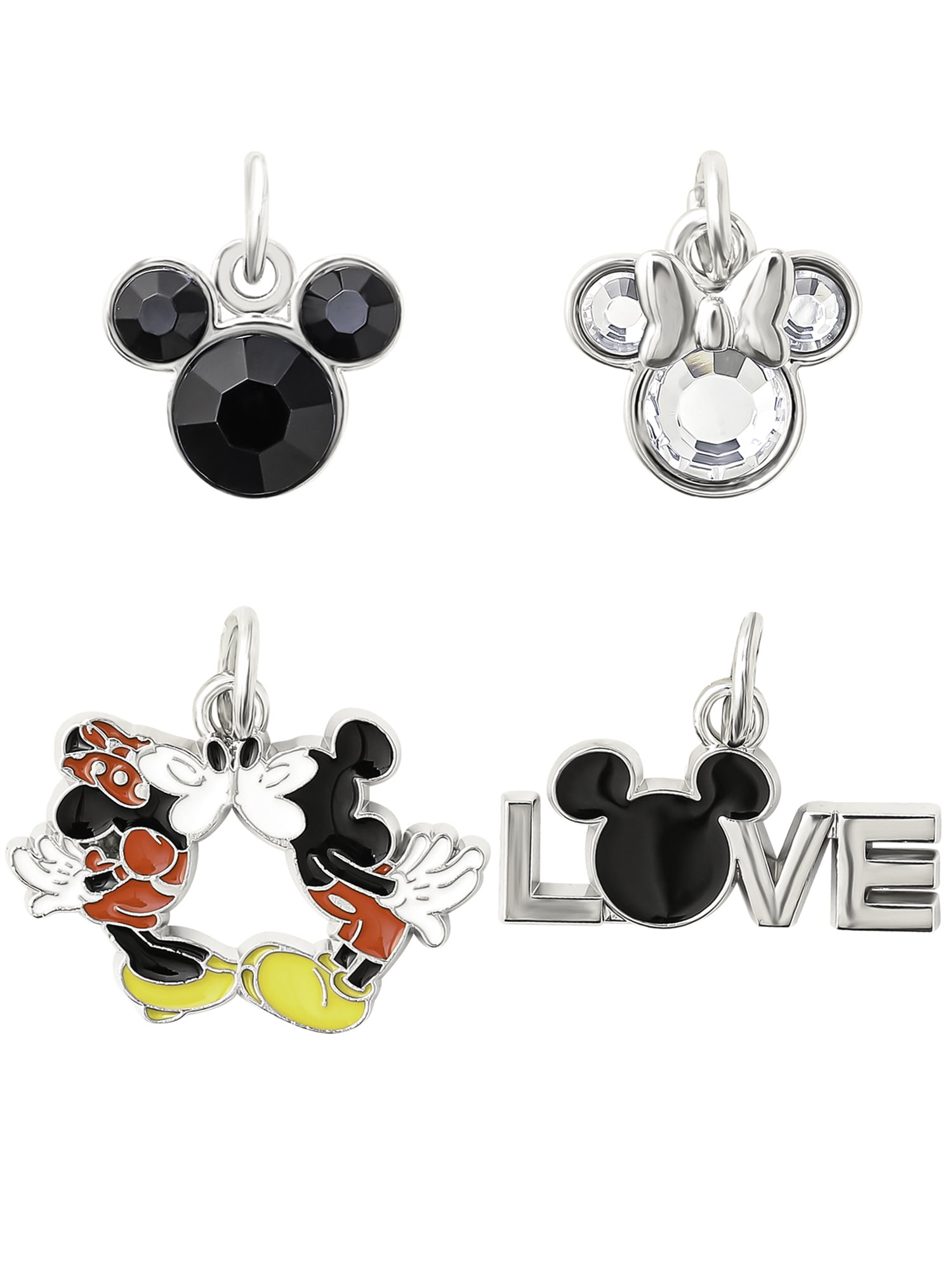 Disney Mickey Mouse Silver-Tone Love Charm 4-Piece Set with Enamel