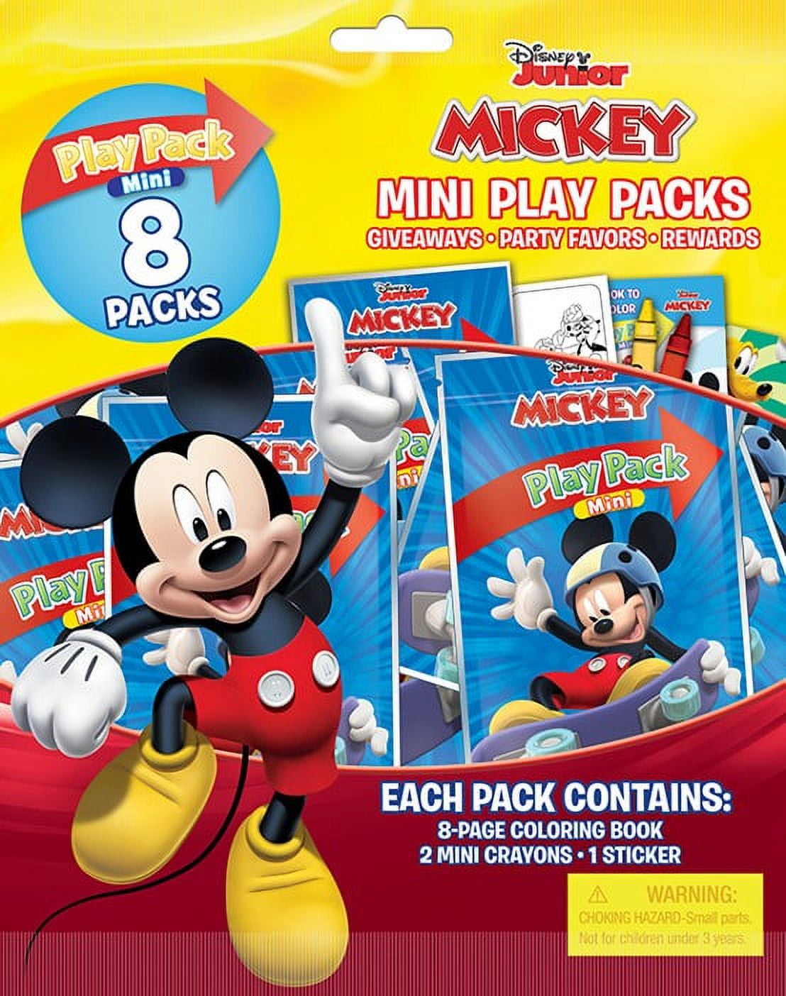 Disney Mickey Mouse 8 Count Mini Play Pack with Small Coloring Book and Crayons, Paper Party Favors