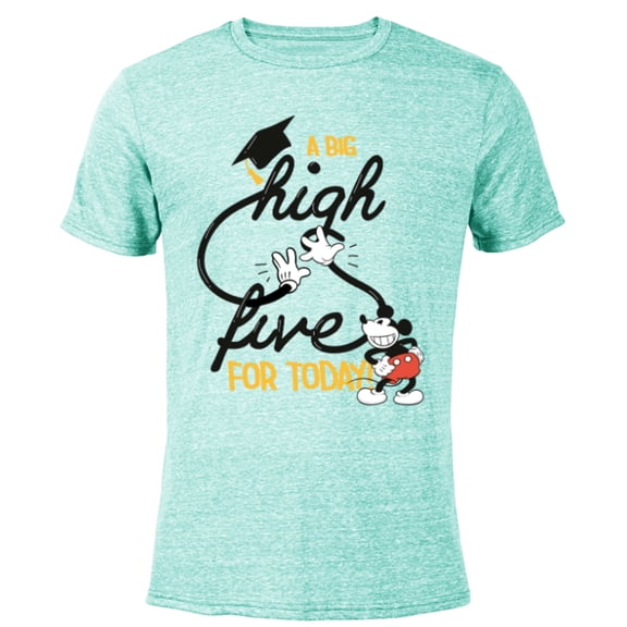 Disney Mickey Mouse A Big High Five for Today Graduation - Short Sleeve Blended T-Shirt for Adults - Customized-Ocean Blue