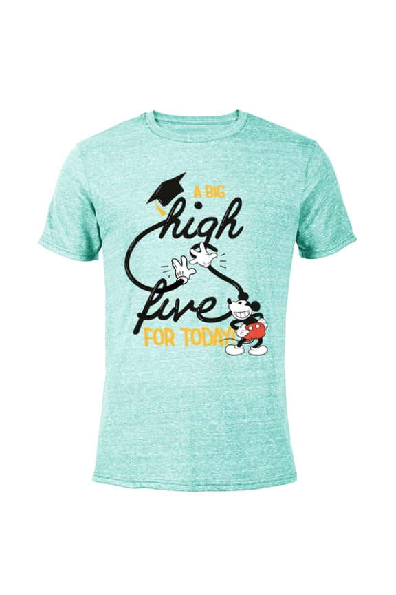 Mickey Mouse A Big High Five for Today Graduation - Short Sleeve Blended T-Shirt for Adults - Customized-Ocean Blue