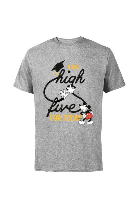 Mickey Mouse A Big High Five for Today Graduation - Short Sleeve Cotton T-Shirt for Adults - Customized-Athletic Heather