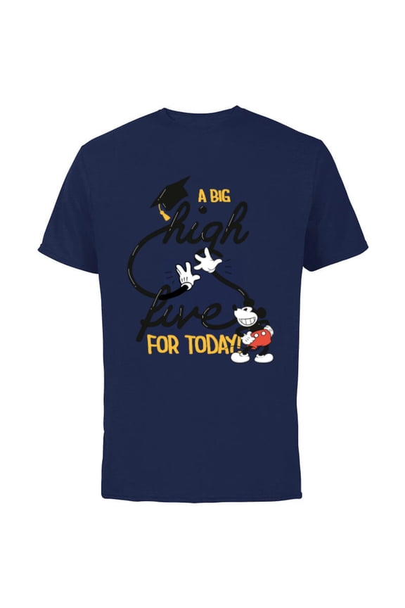 Mickey Mouse A Big High Five for Today Graduation - Short Sleeve Cotton T-Shirt for Adults - Customized-Navy