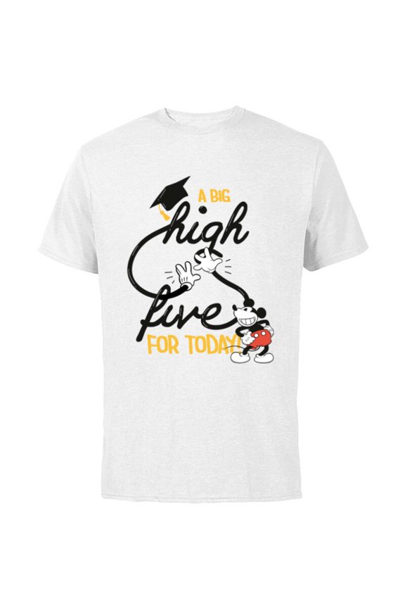 Mickey Mouse A Big High Five for Today Graduation - Short Sleeve Cotton T-Shirt for Adults - Customized-White