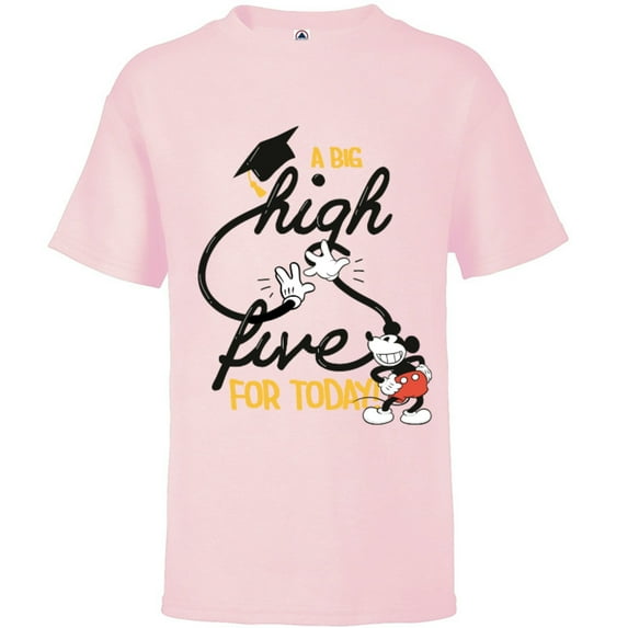 Disney Mickey Mouse A Big High Five for Today Graduation - Short Sleeve T-Shirt for Kids - Customized-Soft Pink