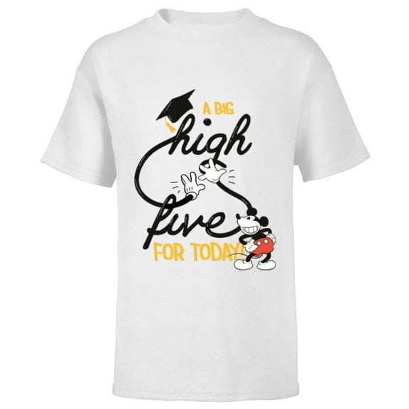 Disney Mickey Mouse A Big High Five for Today Graduation - Short Sleeve T-Shirt for Kids - Customized-White