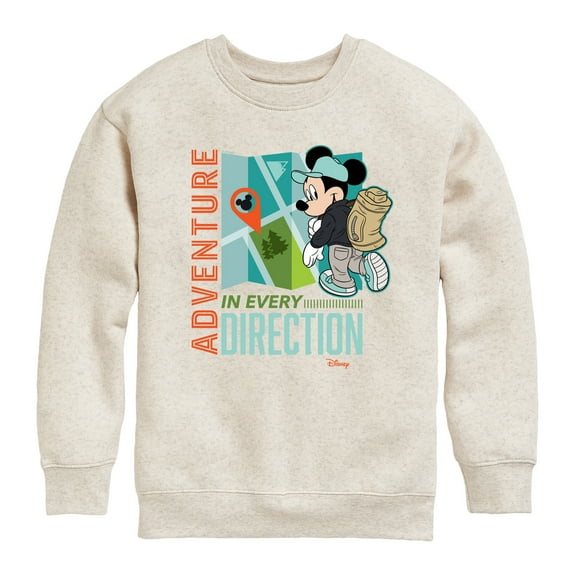 Disney - Mickey Mouse - Adventure In Every Direction - Youth Crewneck Fleece Sweatshirt