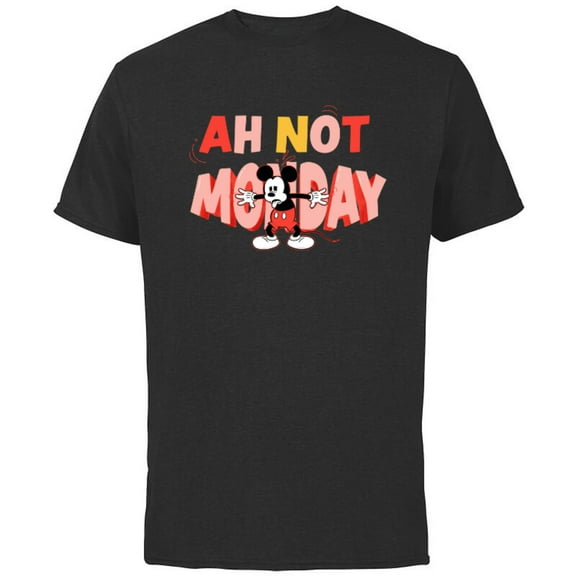 Disney Mickey Mouse Ah Not Monday - Short Sleeve Cotton T-Shirt for Adults - Customized-Black