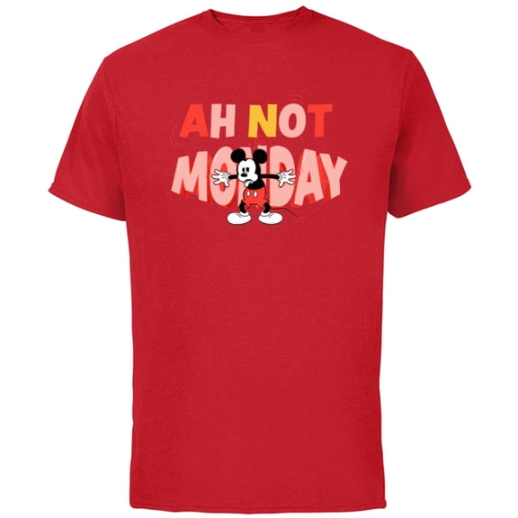 Disney Mickey Mouse Ah Not Monday - Short Sleeve Cotton T-Shirt for Adults - Customized-Red