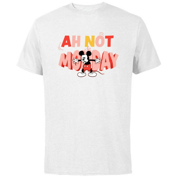 Disney Mickey Mouse Ah Not Monday - Short Sleeve Cotton T-Shirt for Adults - Customized-White