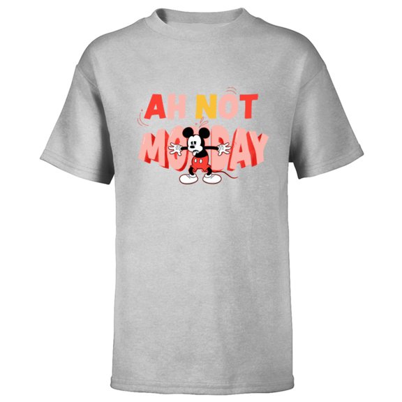 Disney Mickey Mouse Ah Not Monday - Short Sleeve T-Shirt for Kids - Customized-Athletic Heather