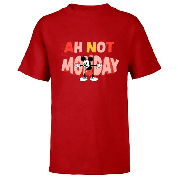 Disney Mickey Mouse Ah Not Monday - Short Sleeve T-Shirt for Kids - Customized-Red