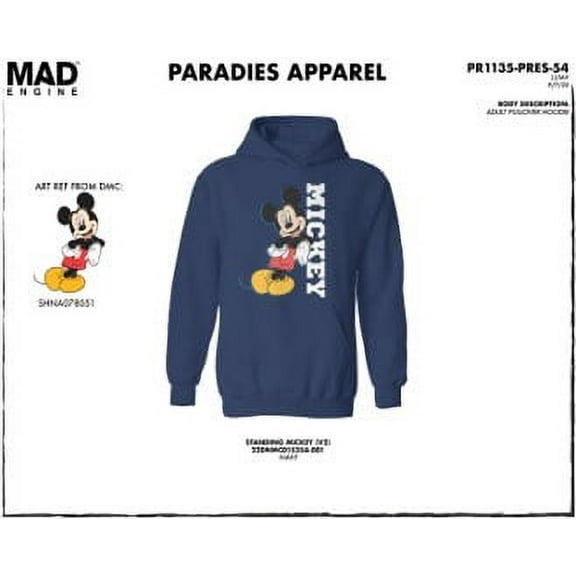 Disney Mickey Mouse Graphic Hoodie, Blue, Men's Size S