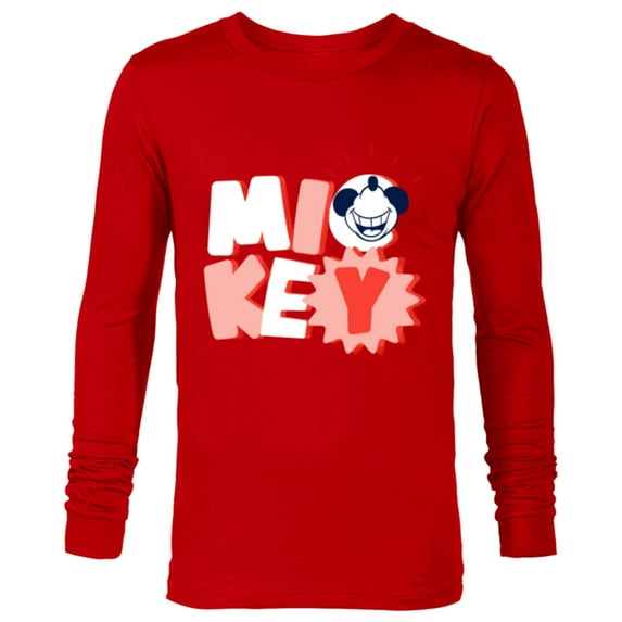 Disney Mickey Mouse All Smiles - Long Sleeve T-Shirt for Men - Customized-New Red