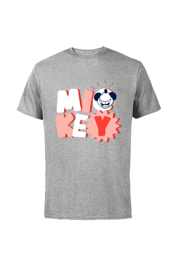 Mickey Mouse All Smiles - Short Sleeve Cotton T-Shirt for Adults - Customized-Athletic Heather