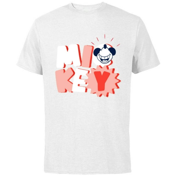 Disney Mickey Mouse All Smiles - Short Sleeve Cotton T-Shirt for Adults - Customized-White