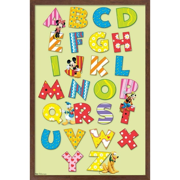 Disney Mickey Mouse - Alphabet Wall Poster, 14.725" x 22.375", Framed