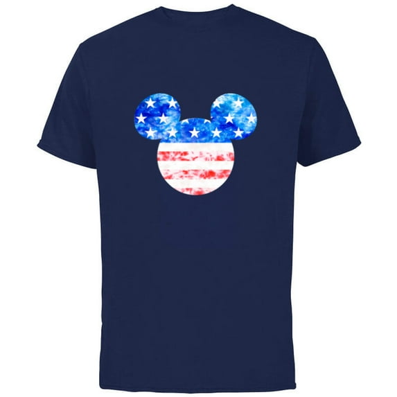 Disney Mickey Mouse American Flag Tie Dye - Short Sleeve Cotton T-Shirt for Adults - Customized-Navy