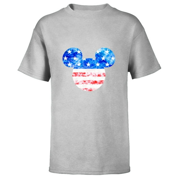 Disney Mickey Mouse American Flag Tie Dye - Short Sleeve T-Shirt for Kids - Customized-Athletic Heather