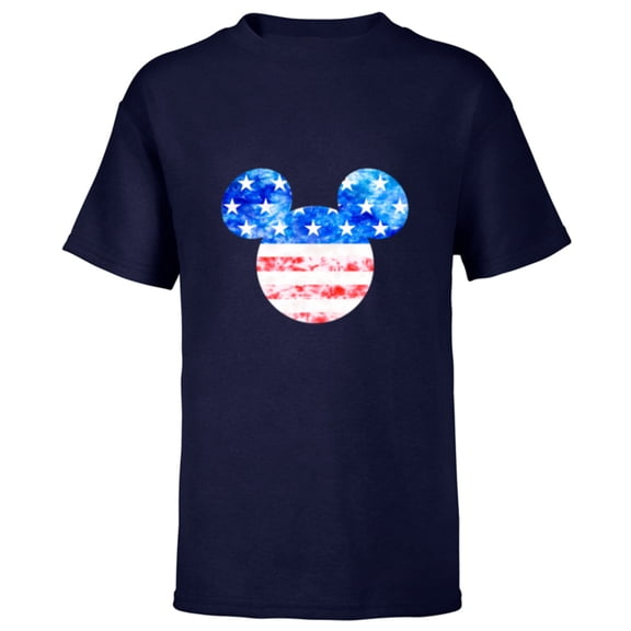 Disney Mickey Mouse American Flag Tie Dye - Short Sleeve T-Shirt for Kids - Customized-Navy