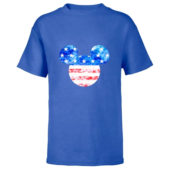 Disney Mickey Mouse American Flag Tie Dye - Short Sleeve T-Shirt for Kids - Customized-Royal