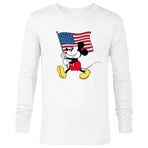 Disney Mickey Mouse Americana Flag - Long Sleeve T-Shirt for Men - Customized-White